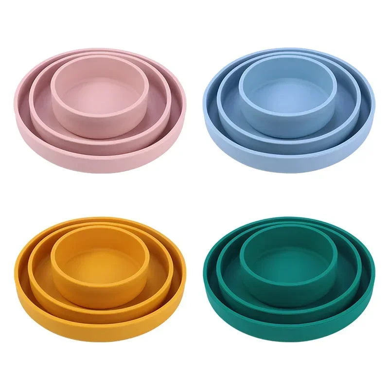 Outdoor Nordic Style 15cm Silicone Round Dinner Plate Food Grade Set Microwave Oven Heatable Baking Plate Pet Feeding Bowl 5