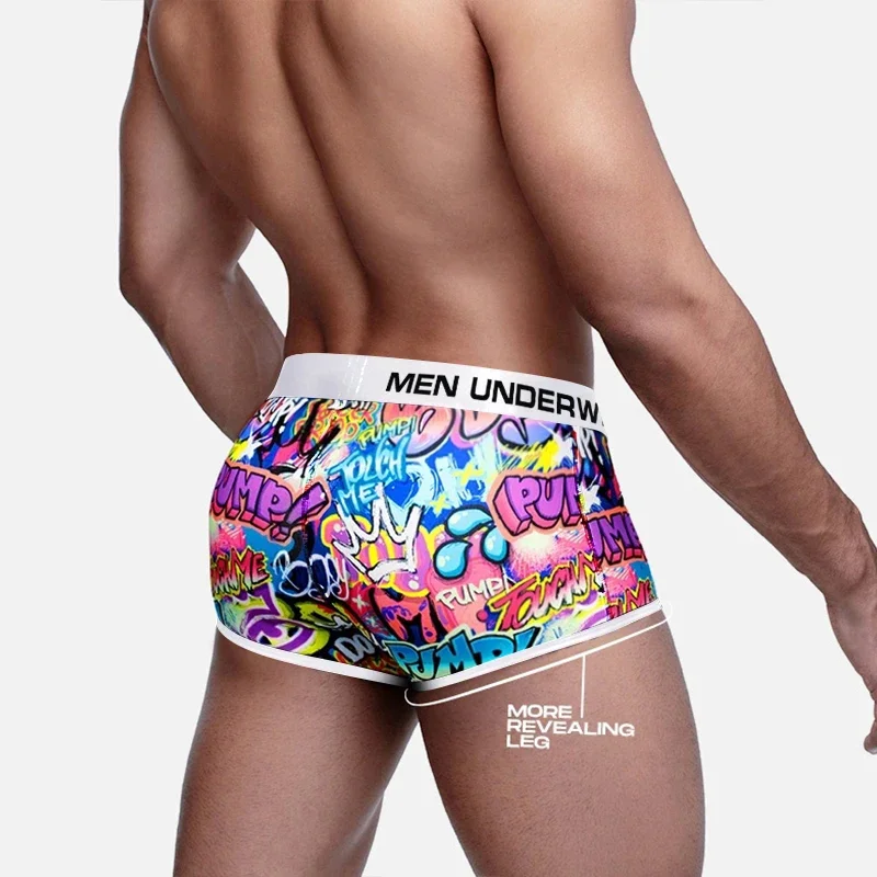Sexy Men Underwear Funny Briefs Underpants Graffiti Panties Jockstrap Thongs Low Waist Butt Lifter Lingerie Male Boxers male lingerie male underwear