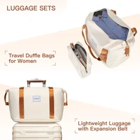 Ensemble de bagages 6 pièces avec sacs de voyage, valises rigides extensibles avec roulettes pivotantes et serrure TSA, couleur crème 2