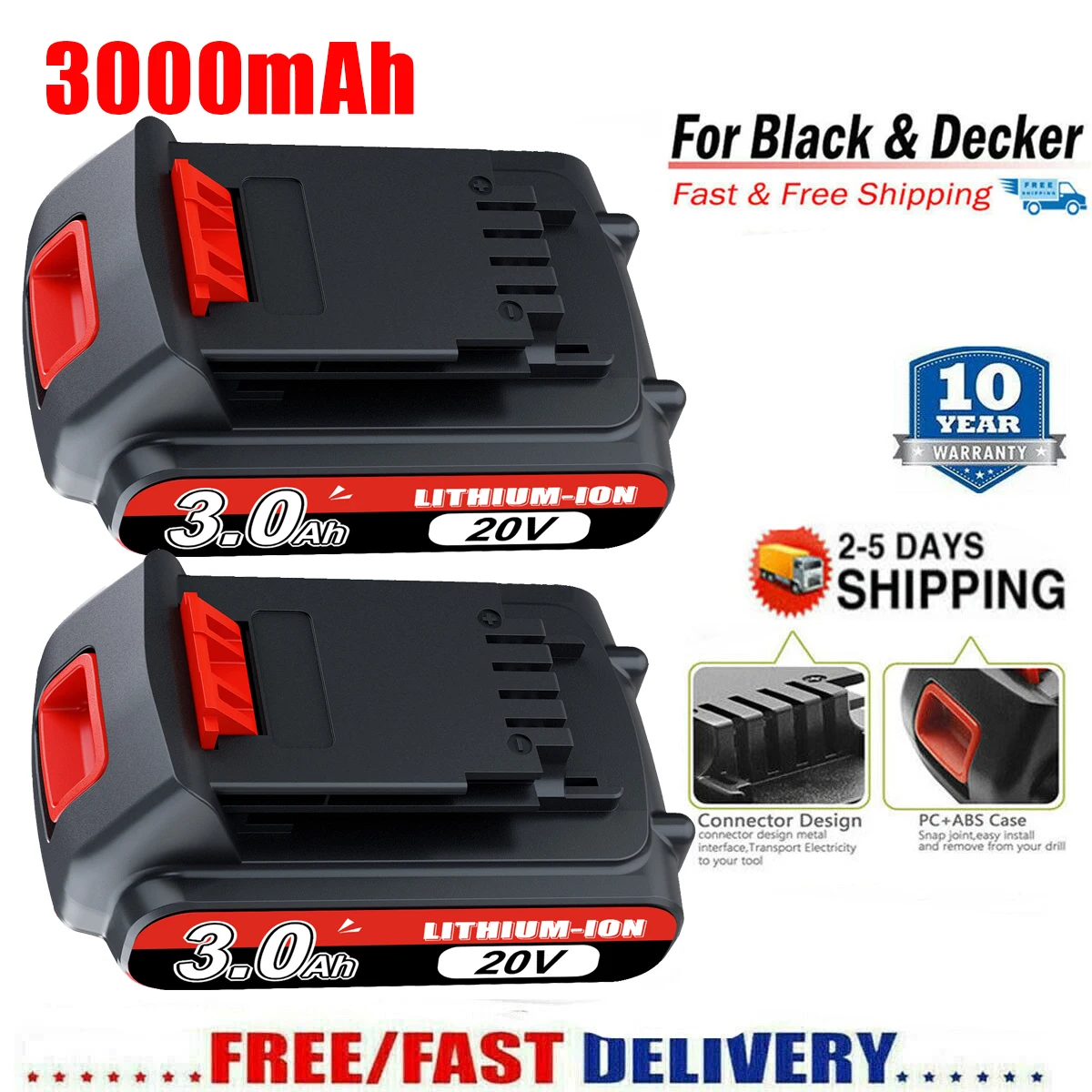 20V Battery 3.0Ah for Black&Decker 20V Max Lithium Battery Max