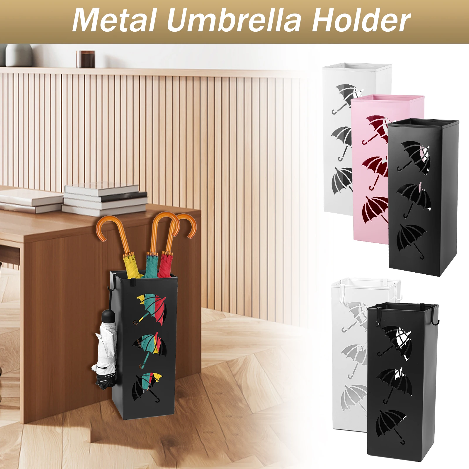 Umbrella Holder Metal Hollow Out Stand Storage Bucket