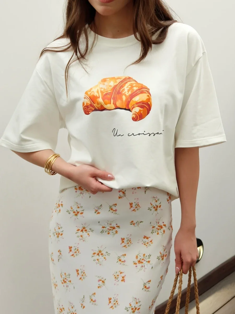 Bornladies Cotton Women's Fashionable Printed T-shirt Casual Vintage Fashion Hip Hop Loose Top 230g/m³ Printing Short Sleeve