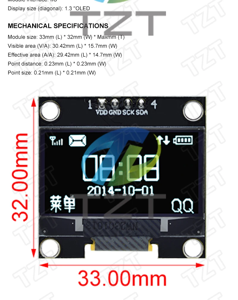 1,3-Zoll-OLED-Modul SPI/IIC I2C Kommunizieren Sie weiße/blaue Farbe 128 x 64 1,3-Zoll-OLED-LCD-LED-Anzeigemodul 1,3-Zoll-OLED-Modul – Detail 7