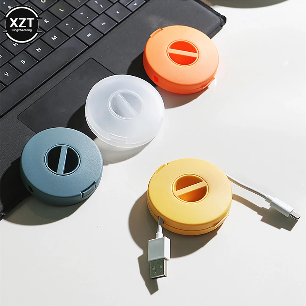 

Portable Round Cable Winder Storage Box Rotatable Cellphone USB Data Cord Line Holder Container Wire Can Be Carried Cable Winder