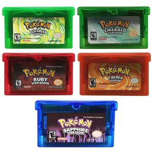 GBA-Pokemon Series 32-bit Video Game Cartucho, Inglês 5 Classic Emerald,  FireRed, LeafGreen, Rubi, Sapphire, Nintendo, Versão dos EUA