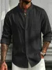 119731-734bad.jpg Cotton Linen Shirts for Men Premium Stand-Collar Henley Lightweight Breathable