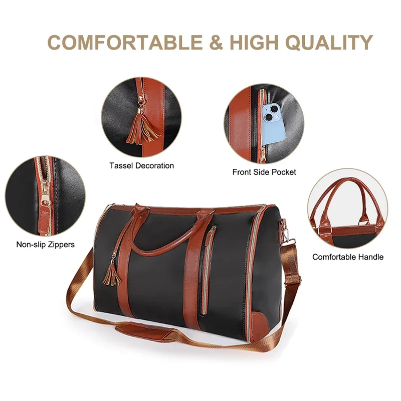 Fashion Large PU Folding Suit Storage Bag Women High Capacity Luggage Handbag Travel Sport Outdoor Multi Function Organizer