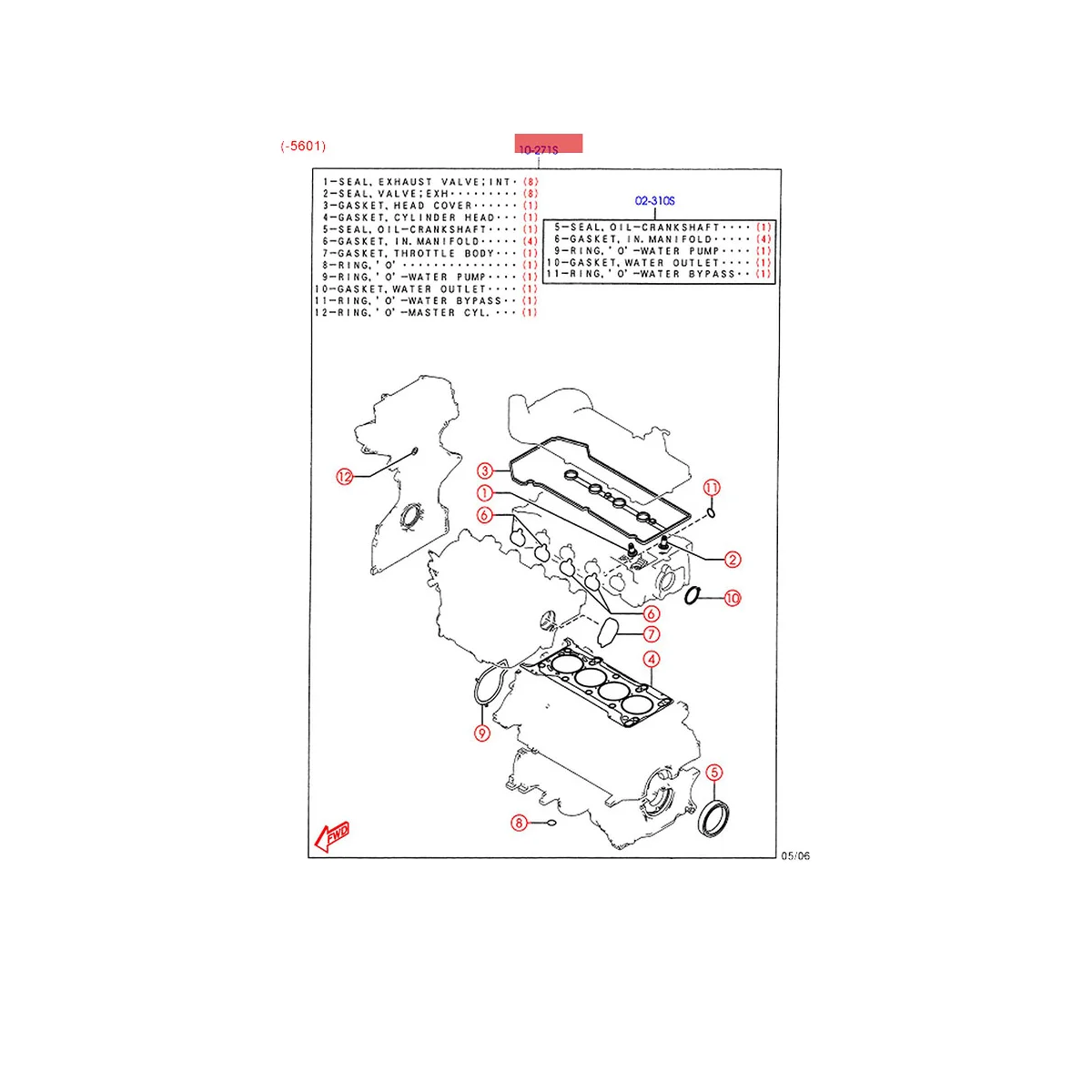 

Комплект прокладок 8LA4-10-271 для головки цилиндра для Mazda 3 2004 л 2014-