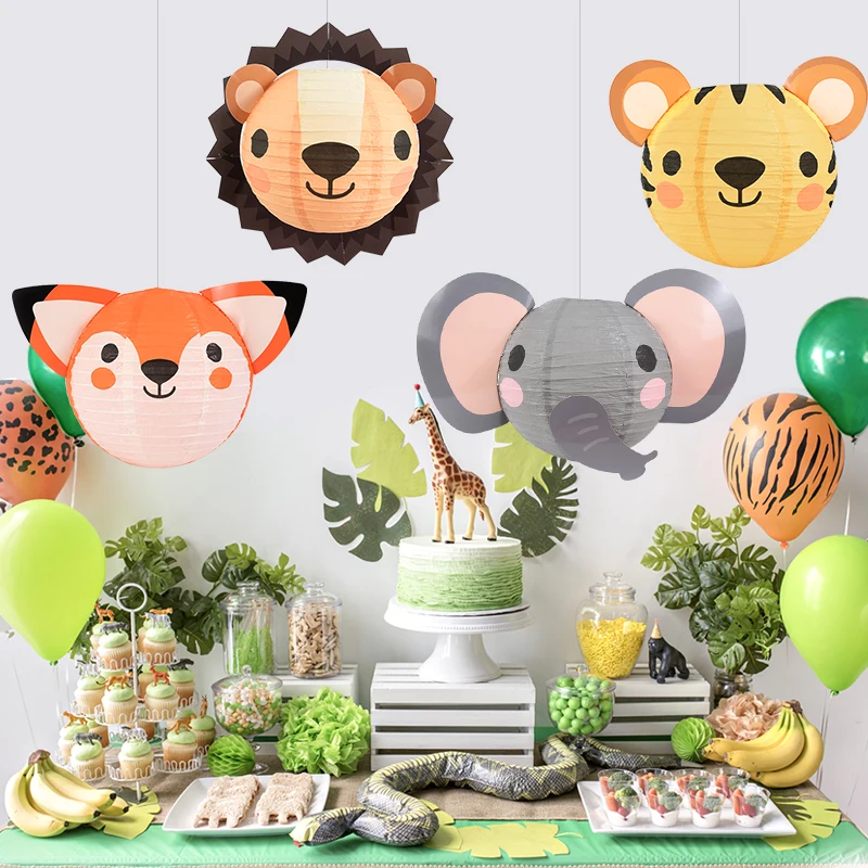 Decoración Cumpleaños Selva - Figuras De Animales, Arcoíris Y Hojas Para Tarta Y Fiesta Infantil