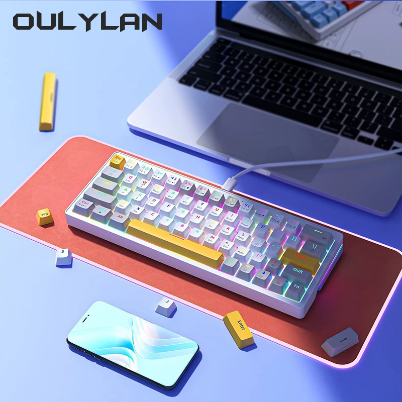 

Клавиатура 63 колпачка Механическая Проводная клавиатура RGB игровая для Дома Офиса компьютера MacBook iPad ПК планшета маленькая клавиатура