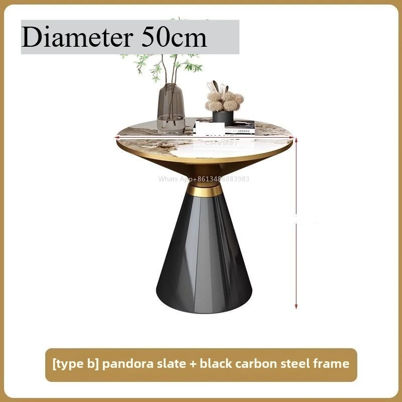 طاولة قهوة دائرية فاخرة بسطح أردواز ومعدن ذهبي-أسو...