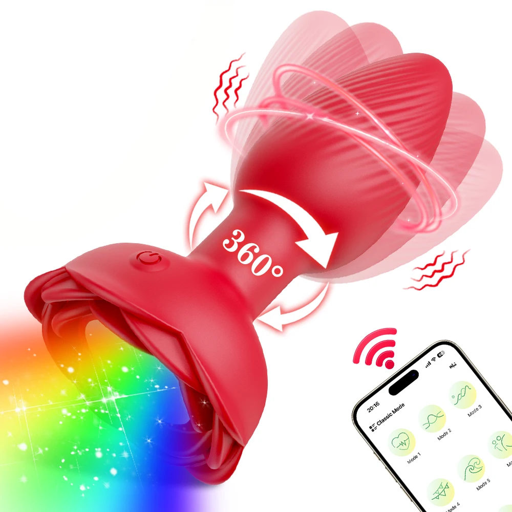 APP 360° °   Rotation Butt Plug für Männer Frauen Wackeln Rose Anal Vibrator Homosexuell Anal Plug mit LED Erwachsene Sex Spielzeug für Paar Sex Liefert