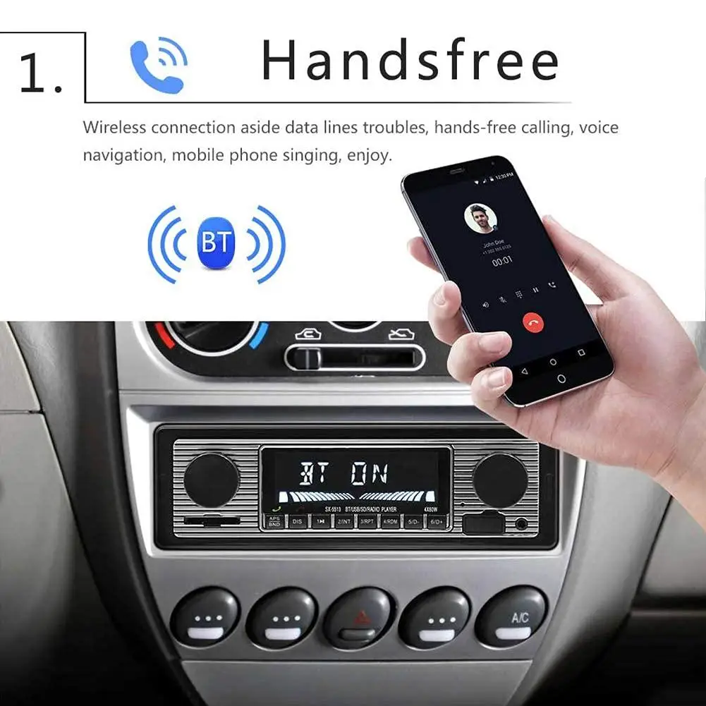 Samochodowy odtwarzacz Mp3 HD Radio FM kompatybilny z Bluetooth zestaw głośnomówiący U karta dyskowa Aux Radio z pilotem