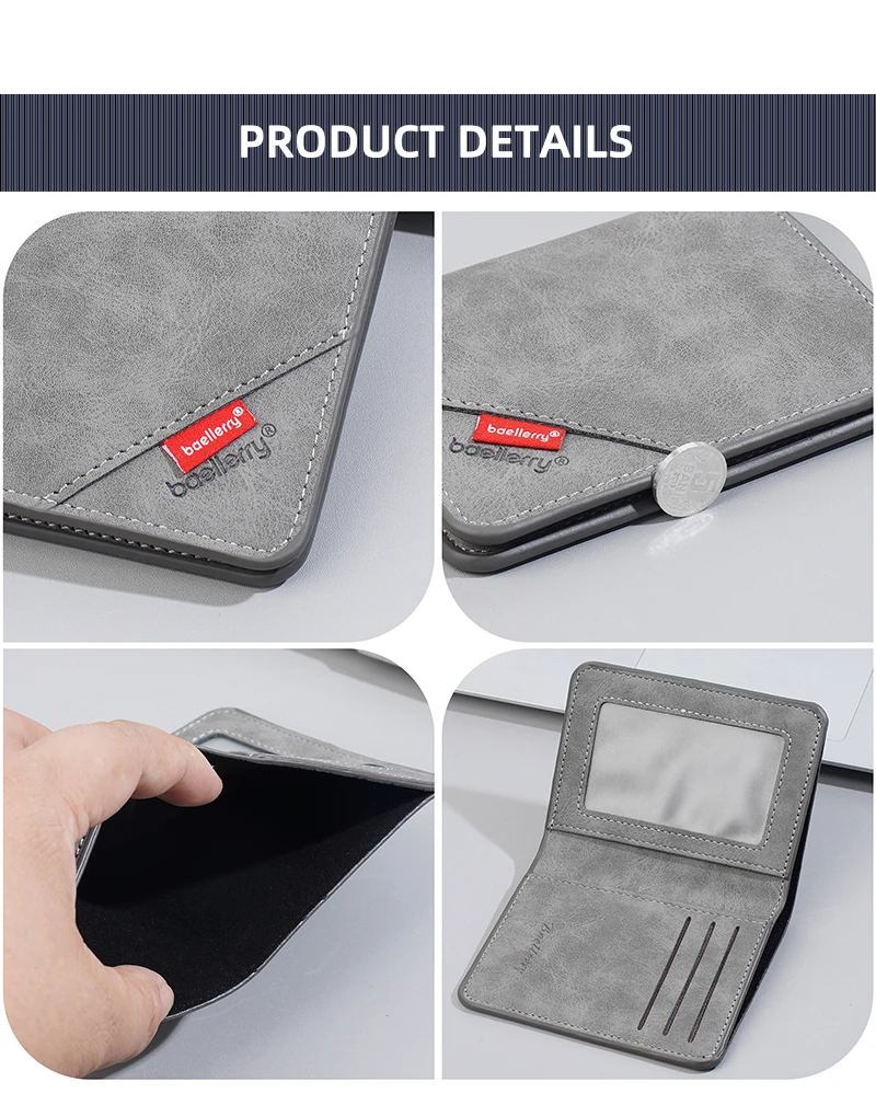 Neue Dünne Kurze Männer Brieftaschen Einfache Karte Halter Hohe Qualität PU Matt Männlichen Brieftasche Geld Clip Foto Halter Männer Geldbörsen – Detail 18