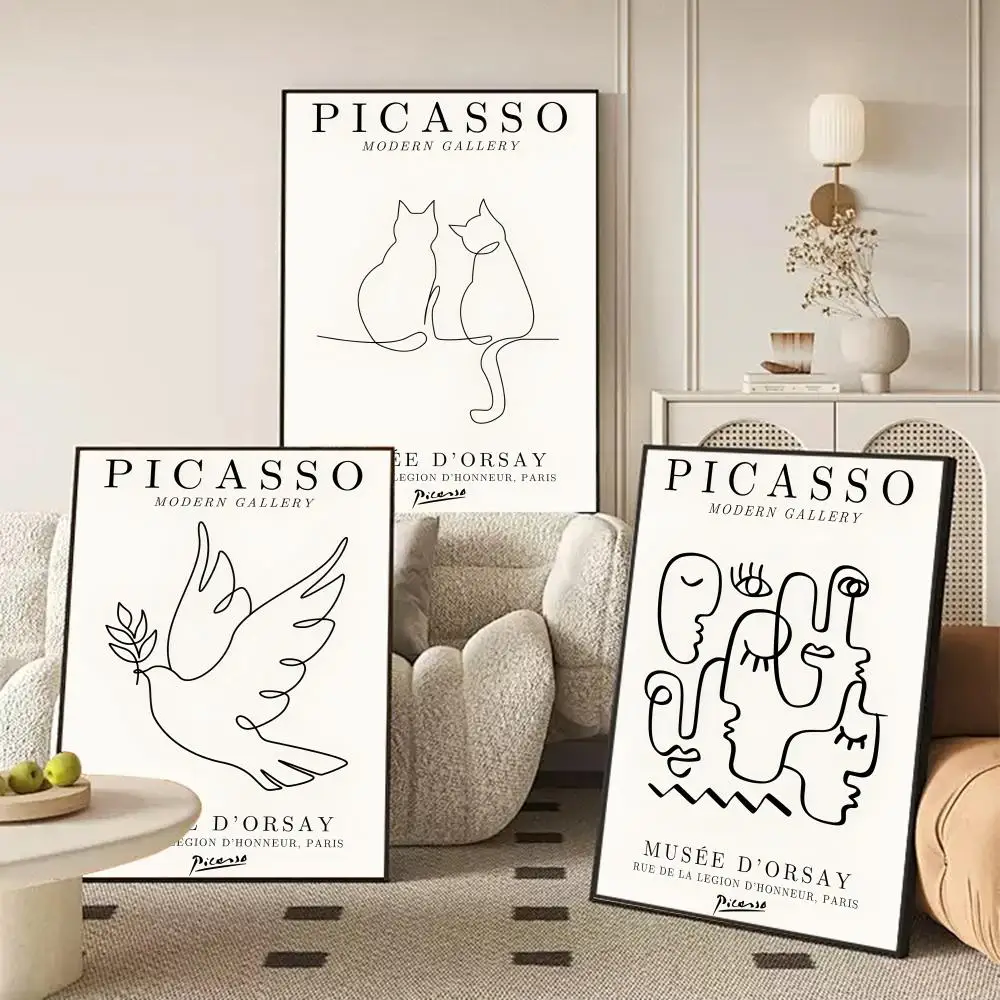 Classic P-PicassoS Art Painting Calligraphy Canvas Poster Wall Art interior Hallway Home Decoration Holiday Gifts - 2