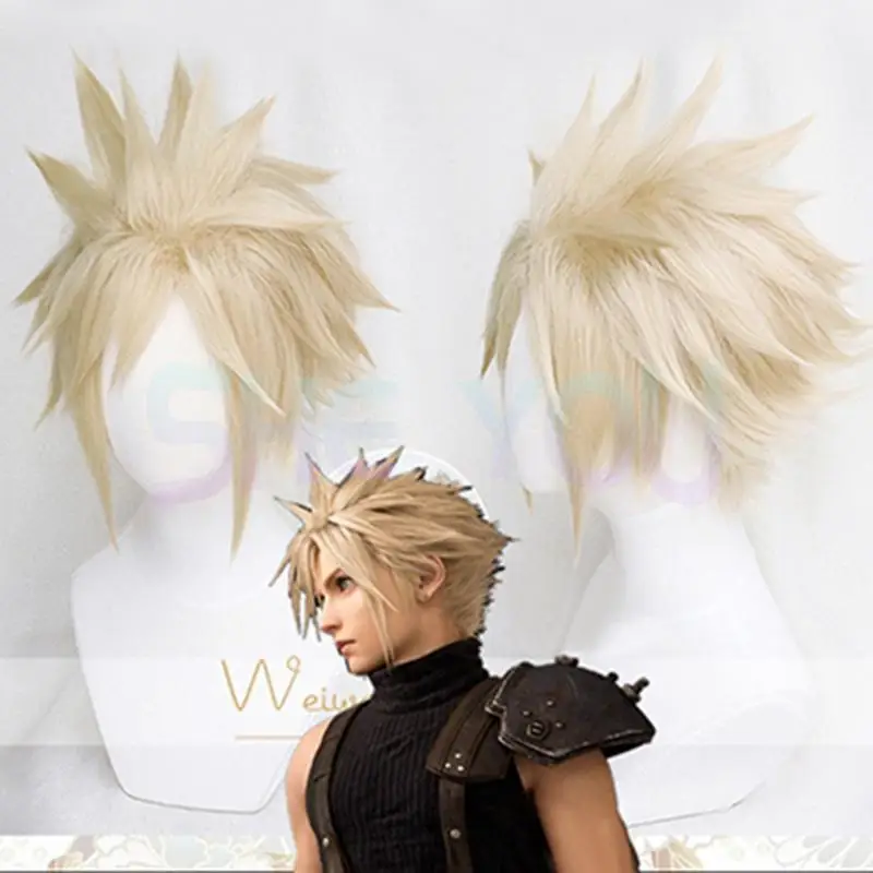

Final Fantasy VII FF7 Cloud Strife льняной светлый парик для косплея с плетеным термостойким синтетическим париком + парик