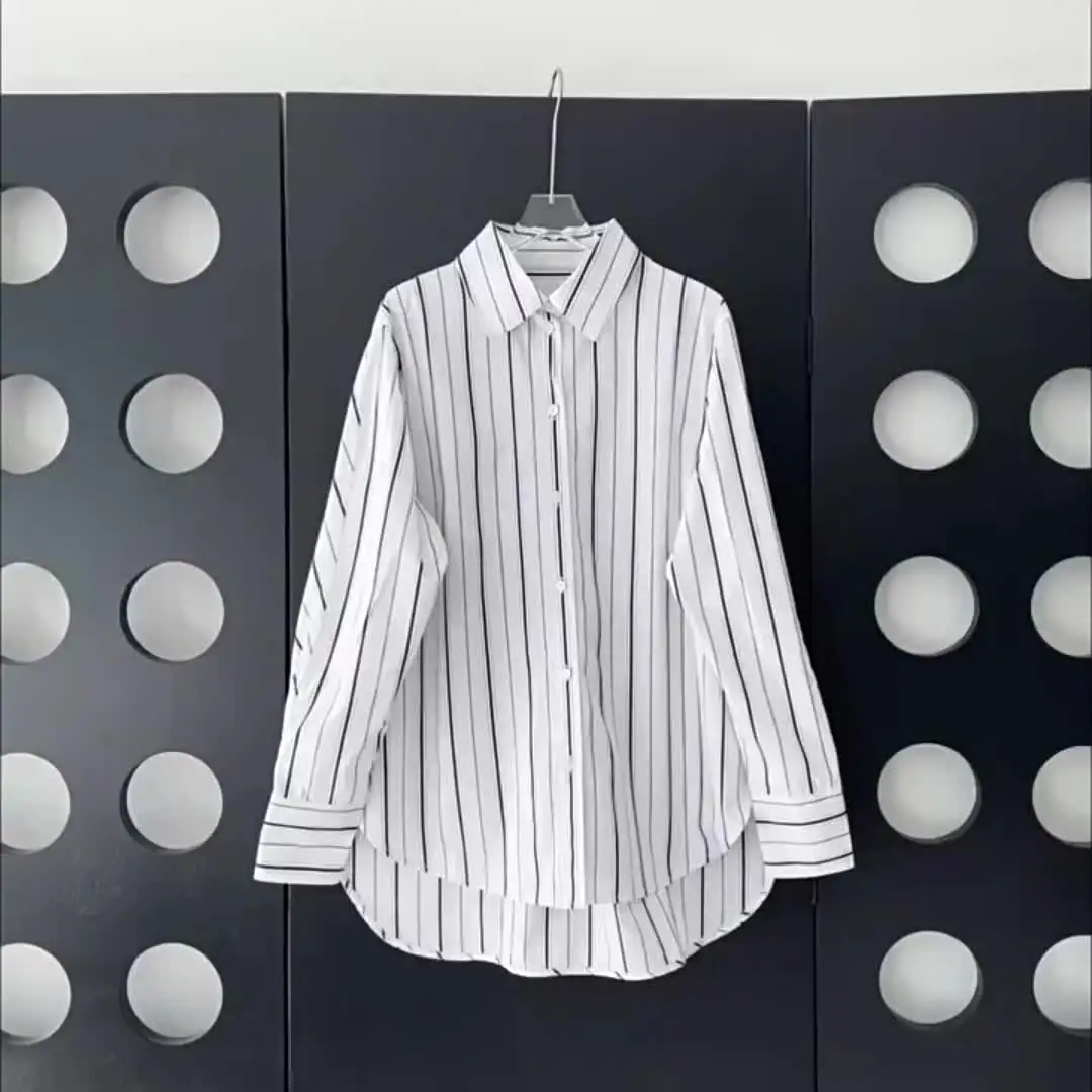 25-летняя новая TT Nordic черно-белая полосатая рубашка из хлопка и поплина в стиле