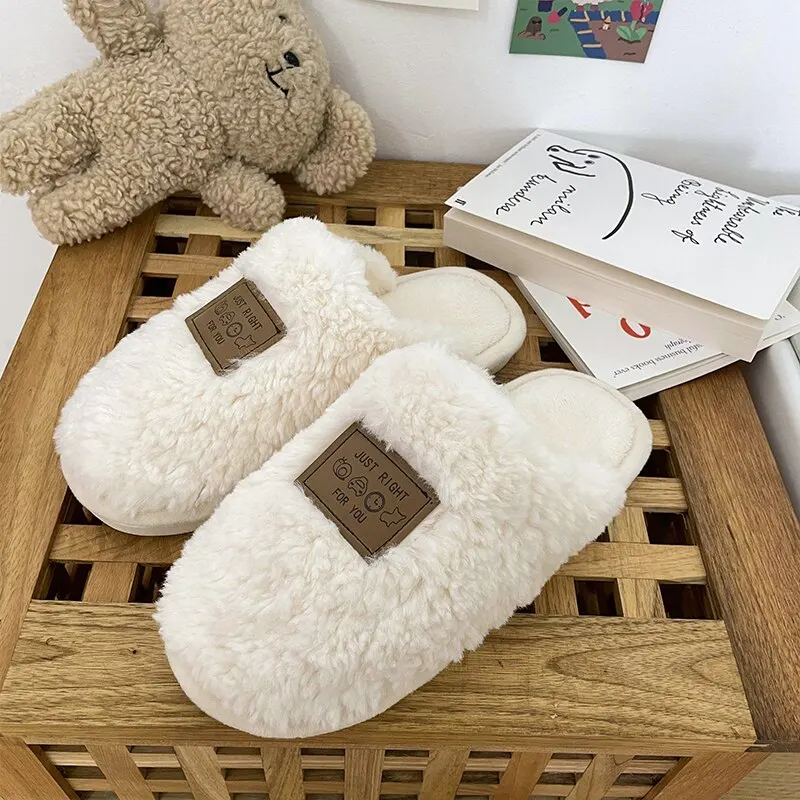 Slippers Sandals Shoes Slippers Sandals Non Slip Slippers Female Slippers Fur Slippers Home Cotton Slippers Couples Shoes Men Fur Cotton Women Winter Indoor