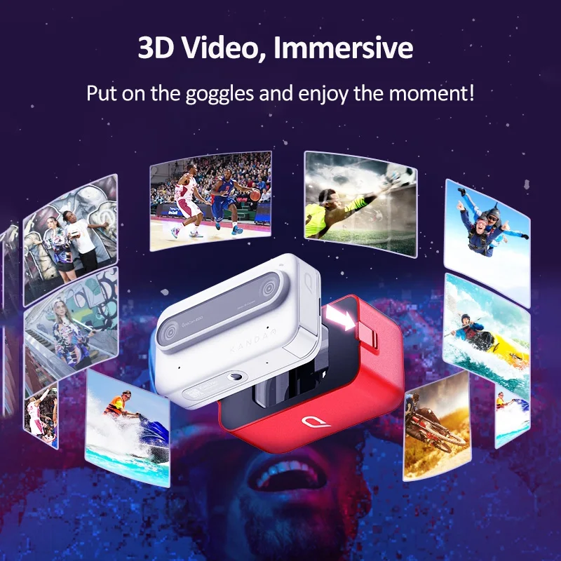 Kandao QooCam EGO 3D 스테레오 카메라, 방수 6 축 충격 방지 카메라, 최대 65 인치 화면, 4K 60FPS VR 카메라 