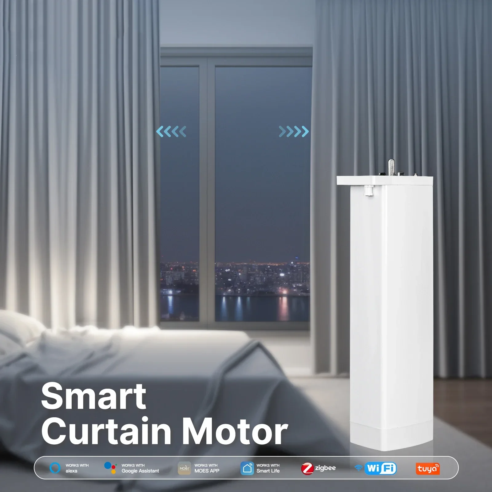 Inteligente Cortina Motor Abridor Elétrico Controle Remoto Super Silencioso Wif Zigbee Compatível com Alexa Track