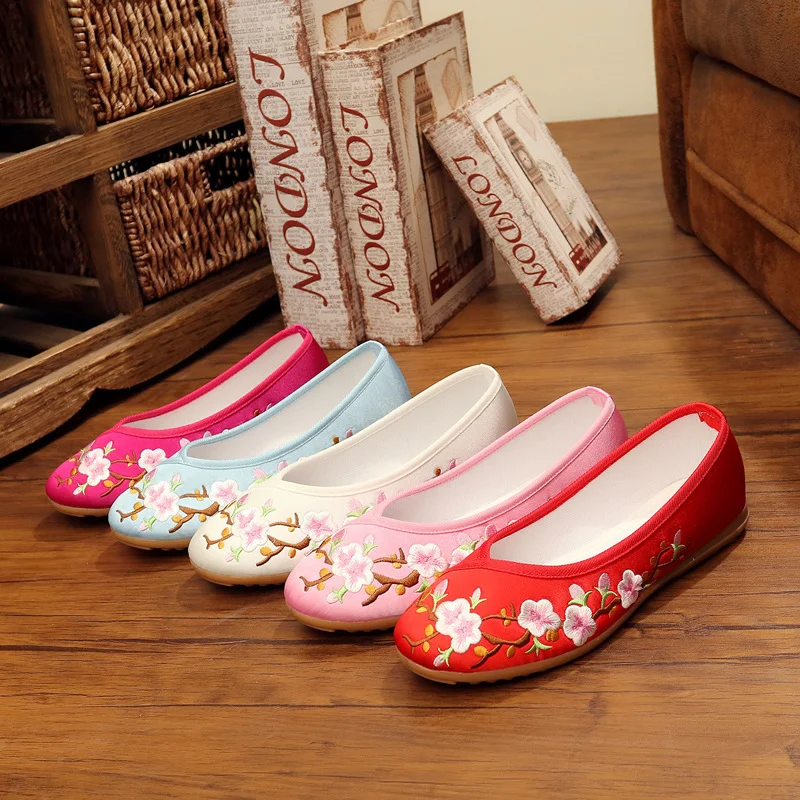 Comemore Female Summer 2023 Flat-heeled Shoe National Dance Flats Comfortable Women's Loafers 34 Women Chinese Embroidered Shoes