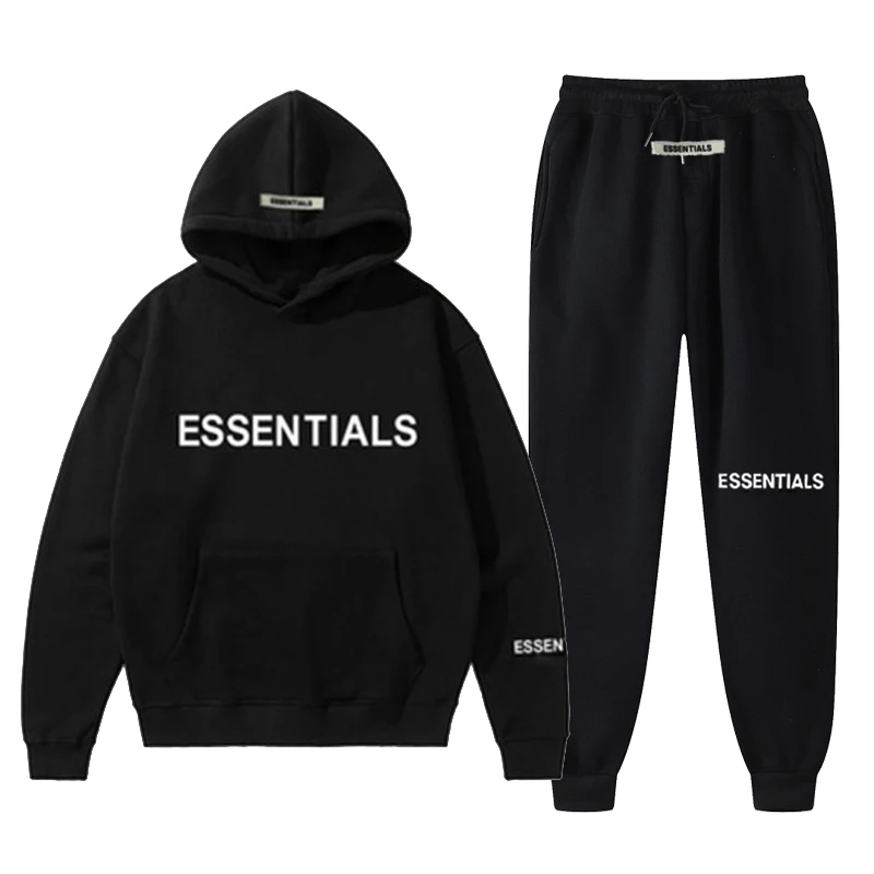 ESSENTIALS Black Tracksuit UK