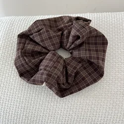 Korean Plaid Retro Hair Band & Ponytail Scrunchies - Vintage Fashion Accessory (Purple plaid)