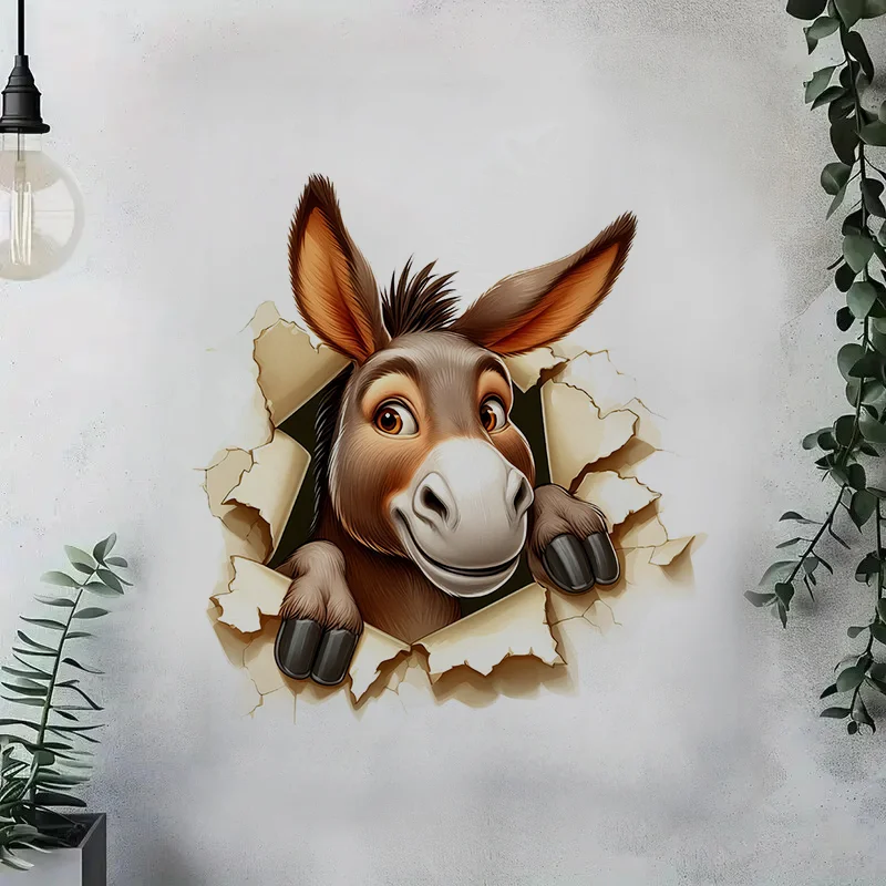 90860# Donkey in the Hole Toilet Sticker, Durable Material, Perfect for Home Wall Decor, Aesthetic Room Decoration