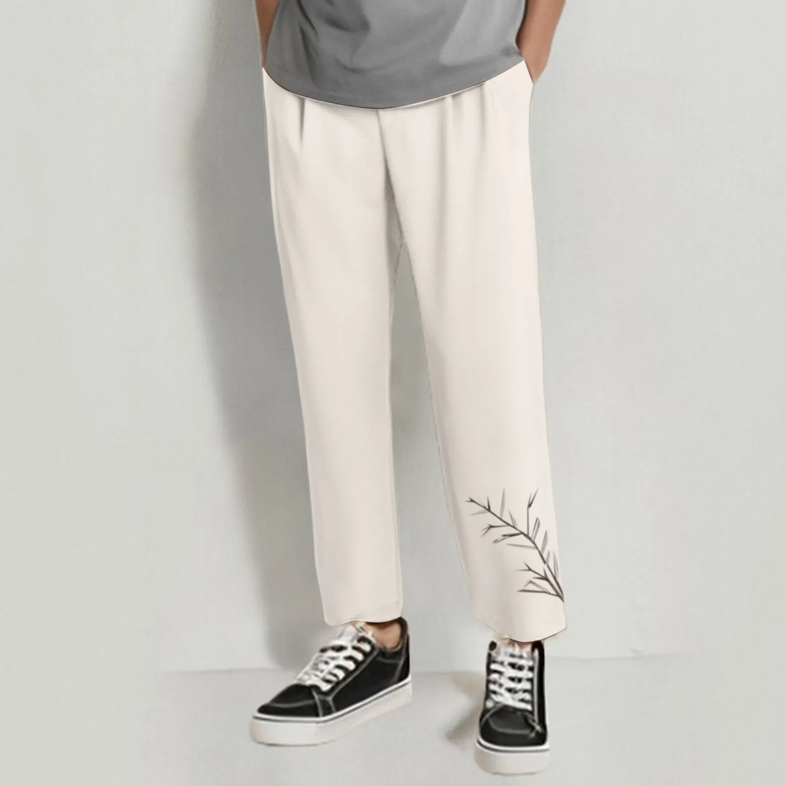 Men's Casual Trousers New Ice Silk Drape Embroidered Loose Men's Trousers 12 Sock