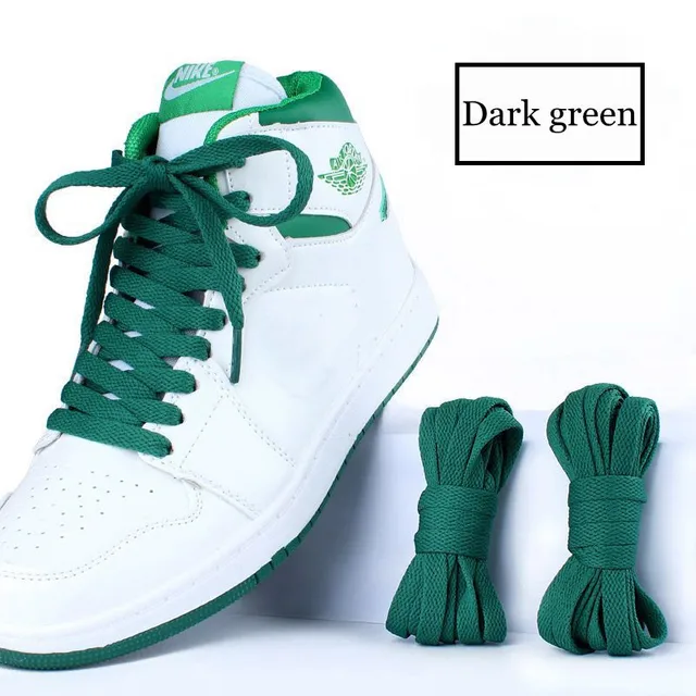 36Colors Flats Shoelaces For Air Force Tennis Shoe Laces Sneaker White Black Canvas Men Women Shoelace Basketball Shoes Strings Dark green