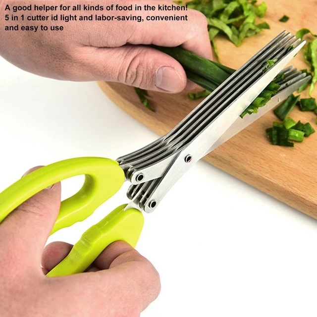 1pc Stainless Steel Multi Blade Herb Scissors With Cleaning Comb Used For  Cutting Cilantro, Green Onion, Etc.