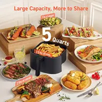 Air Fryer 5 Qt, Max 450F for Juicy Meat, Veggies, Frozen Food, Glass Touch Panel, 130+ In-App Recipes, Little to No Oil, 2