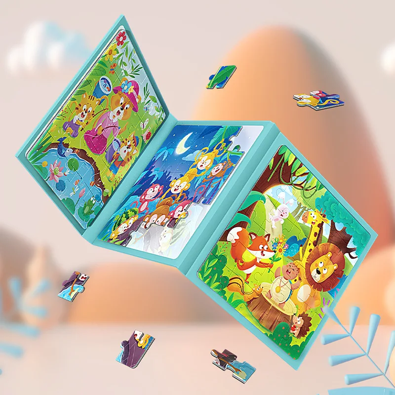Montessori Kids Toys Magnetic Advance Educate Book 3-In-1 Fruit Animal Marine Dinosaur Cognitive Early Education Puzzle Play 5