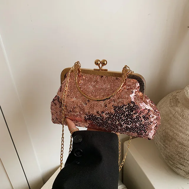 Fashion Sequined Women's Shoulder Evening Bags Casual Ladies Party Chain Crossbody Bag Vintage Female Handbags Clutch Purse