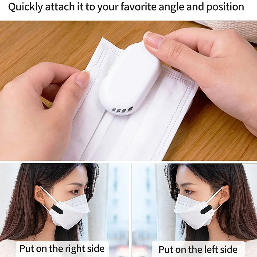 Rechargeable USB Mask Fan Clip Wearable Air Condition Face Fan Mini Smart Anti-Smart Electric Cooling Fan Mouth Cover Fan 85mah 4