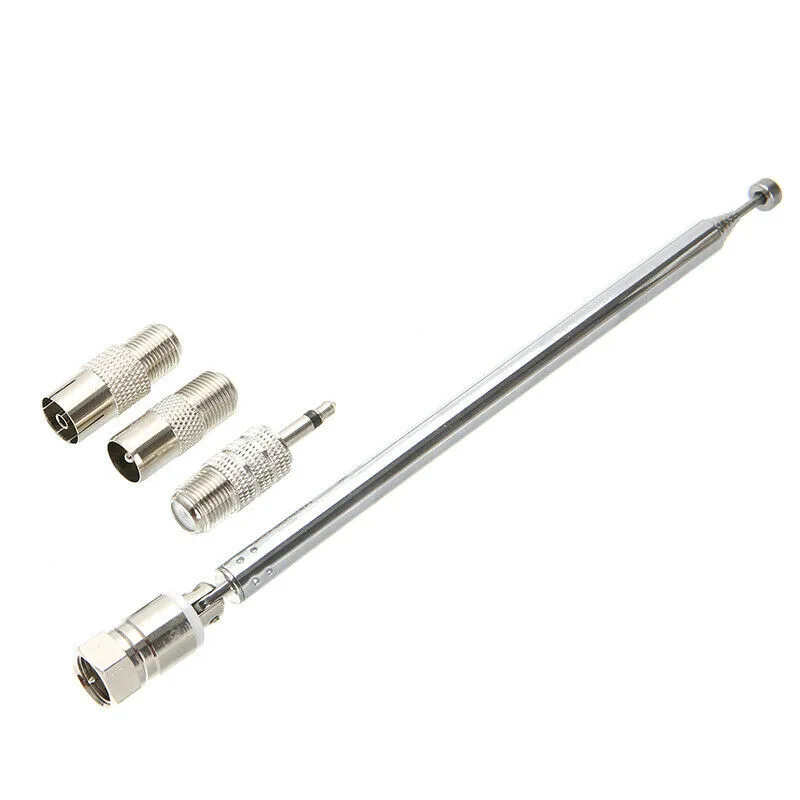 Hot Radio Antenna Telescopic DAB FM Antenna W 3-Adapter HiFi AV Receiver Mini System F Male Connector Radio Replace Parts