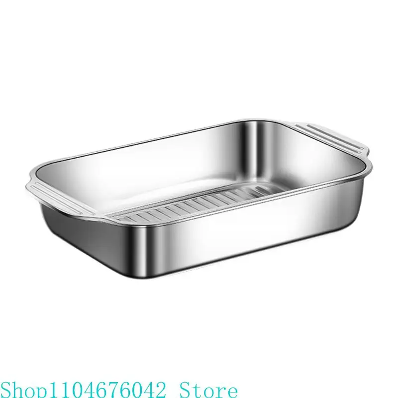 5asd Practical Stainless Steel Square Tray Elegant Silver Serving Platter Dishwasher Safe for Kitchen Use