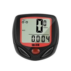 Enhanced Waterproof Wired Bicycle Speedometer and Odometer with Multifunction Stopwatch (Black red)