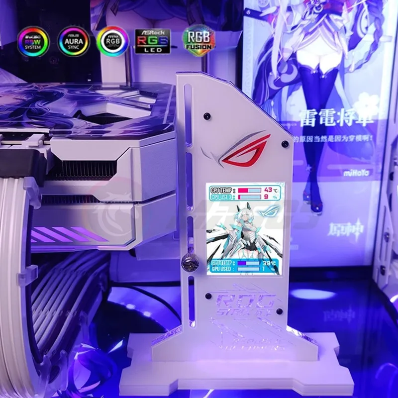 Polegadas Display Vertical Gpu Suporte para pc Gamer Gabinete Led Monitor de Tela Decorativa Suporte Placa Gráfica Bracket 5v Argb 2.4 - Imagem 3