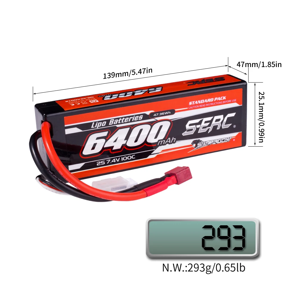 SUNPADOW 2S 3S 4S for Lipo Battery 6400mAh EC5 T Plug 100C for RC Car Plane DJI Truck Tank Buggy Racing Boat Models 3