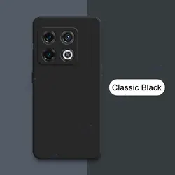 Luxury Liquid Silicone Phone Case with Double Liner Soft Bag - Square Design for OnePlus 10 Pro 5G (Classic Black)