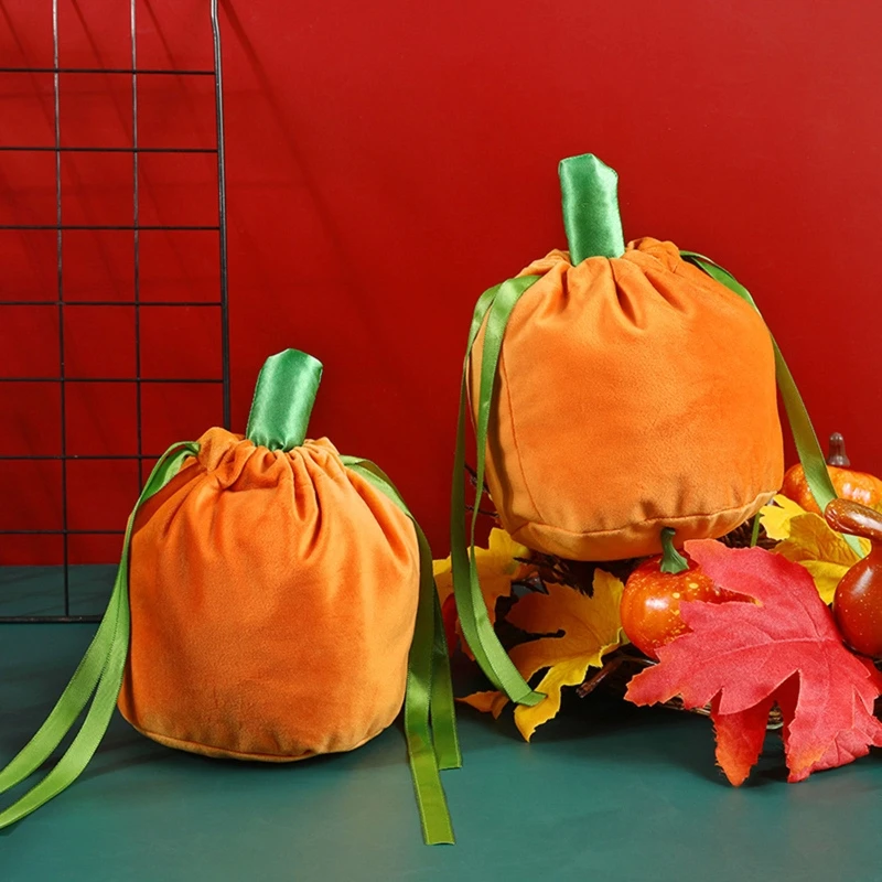 

Pumpkin Candy Bag Halloween Cloth Bag Gift Pumpkin Trick or Treat Packing With String Bag Decoration For Kids
