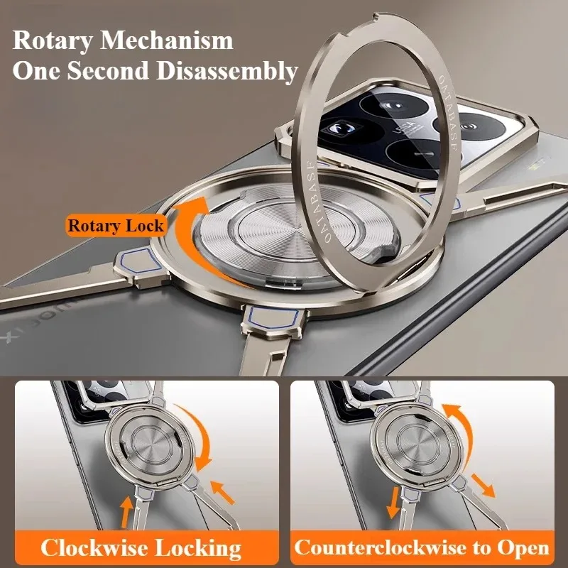 Eary for Xiaomi 15/15Pro Phone Case Magsafe With 360°Rotate Magnetic Stand Aluminum Alloy Frameless Shockproof Protective Cover