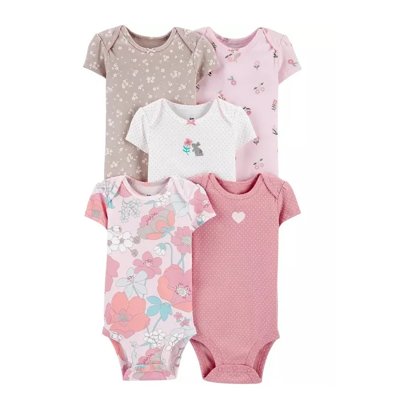 Newborn Baby Girl Boy Clothes Summer Short Sleeve 100% Cotton Baby Romper Toddler Kids Bodysuit Children's Overalls 5 PCS/LOT 3