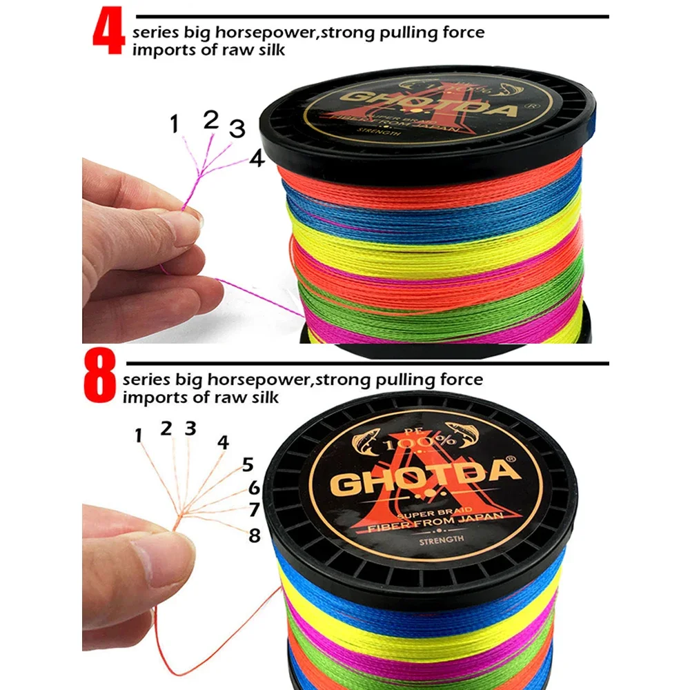 GHOTDA 4/8 Braid Fishing line 10-120LB 100M 300M 500M 1000M