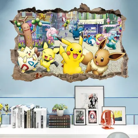 

Anime Pokemon Pikachu Charizard Pvc 3D Wall Stickers Cartoon Kawaii Three-Dimensional Room Party Decorations Children's Toy Gift