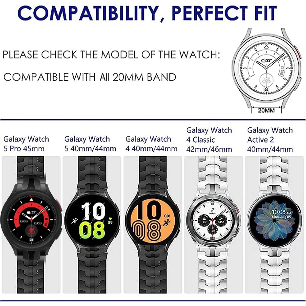 No Gap Stainless Steel Strap for Galaxy Watch6 5 Pro Replacement Bracelet for Galaxy 4 42mm/46mm Active2 40mm 44mm Wristband