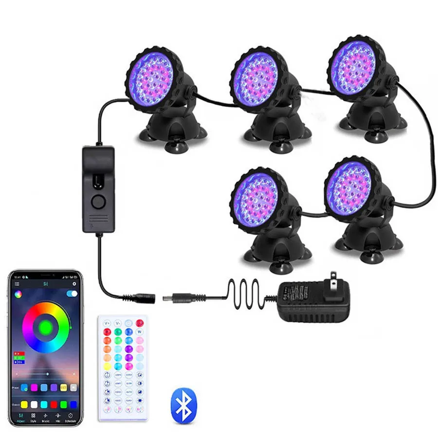 앱 RGB 연못 조명 LED 수중 조명 16M 색상 앱 및 리모컨 포함 방수 IP..