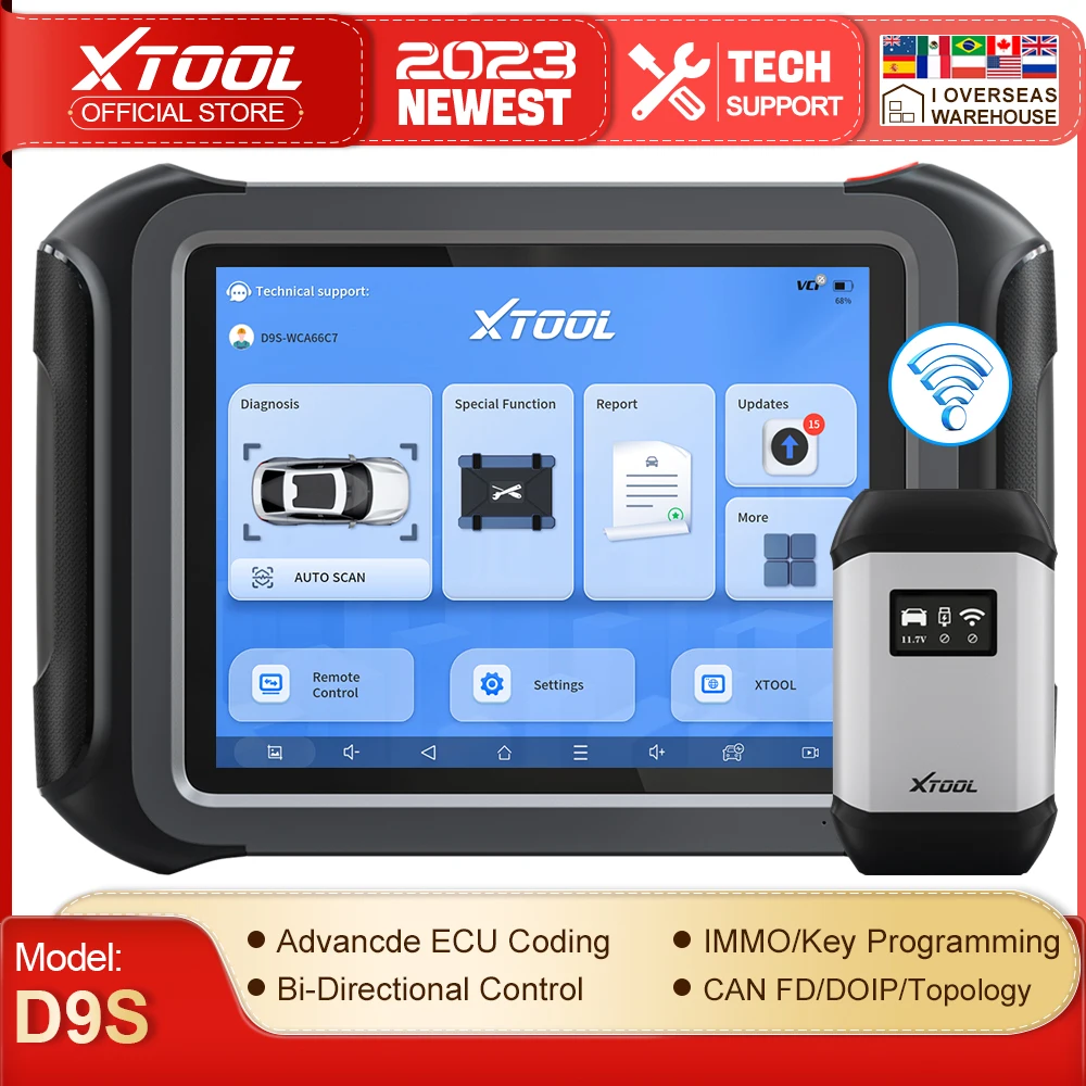 

XTOOL D9S Upgraded of D9, Automotive Scan Tool Bi-Directional Control ECU Coding Full Diagnostics 42 Resets DOIP CAN FD Topology