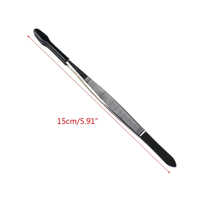 Stainless Steel Tweezers Lightweight Flat Head Rubber Tipped for Stamp Coin Jewelry Lab Hobby Crafts M4YD precision tweezers tweezer tool